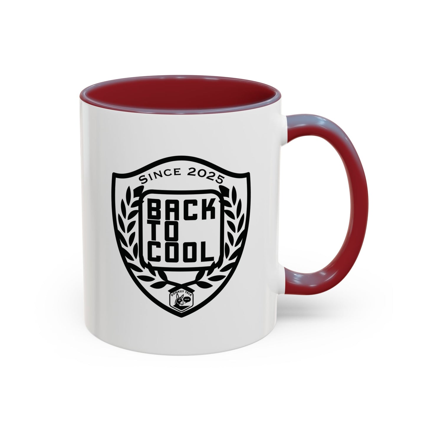 Back to Cool Shield Accent Coffee Mug — Retro Badge Coffee Cup (11/15oz)