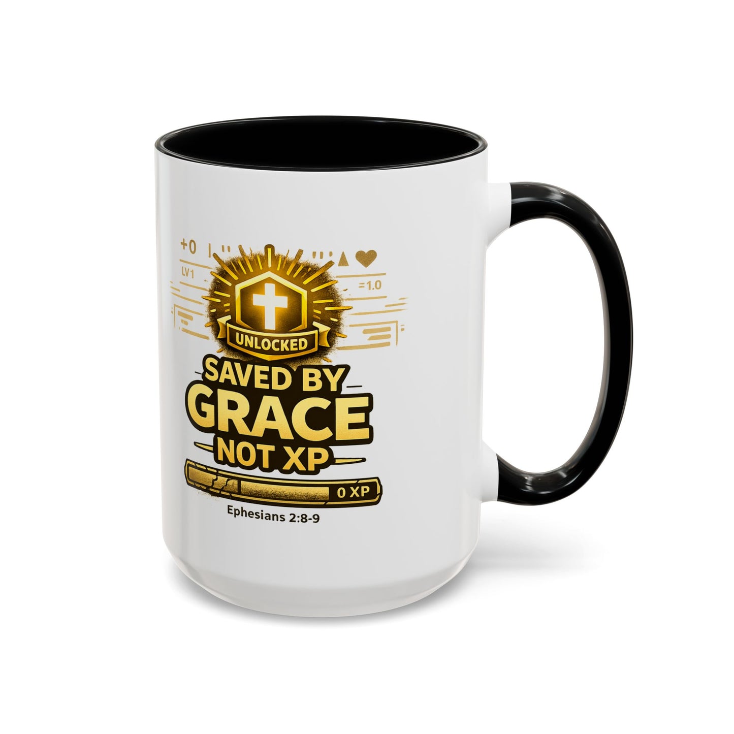 Saved by Grace Coffee Mug — Christian Gamer "Not XP" 11/15oz Accent Mug