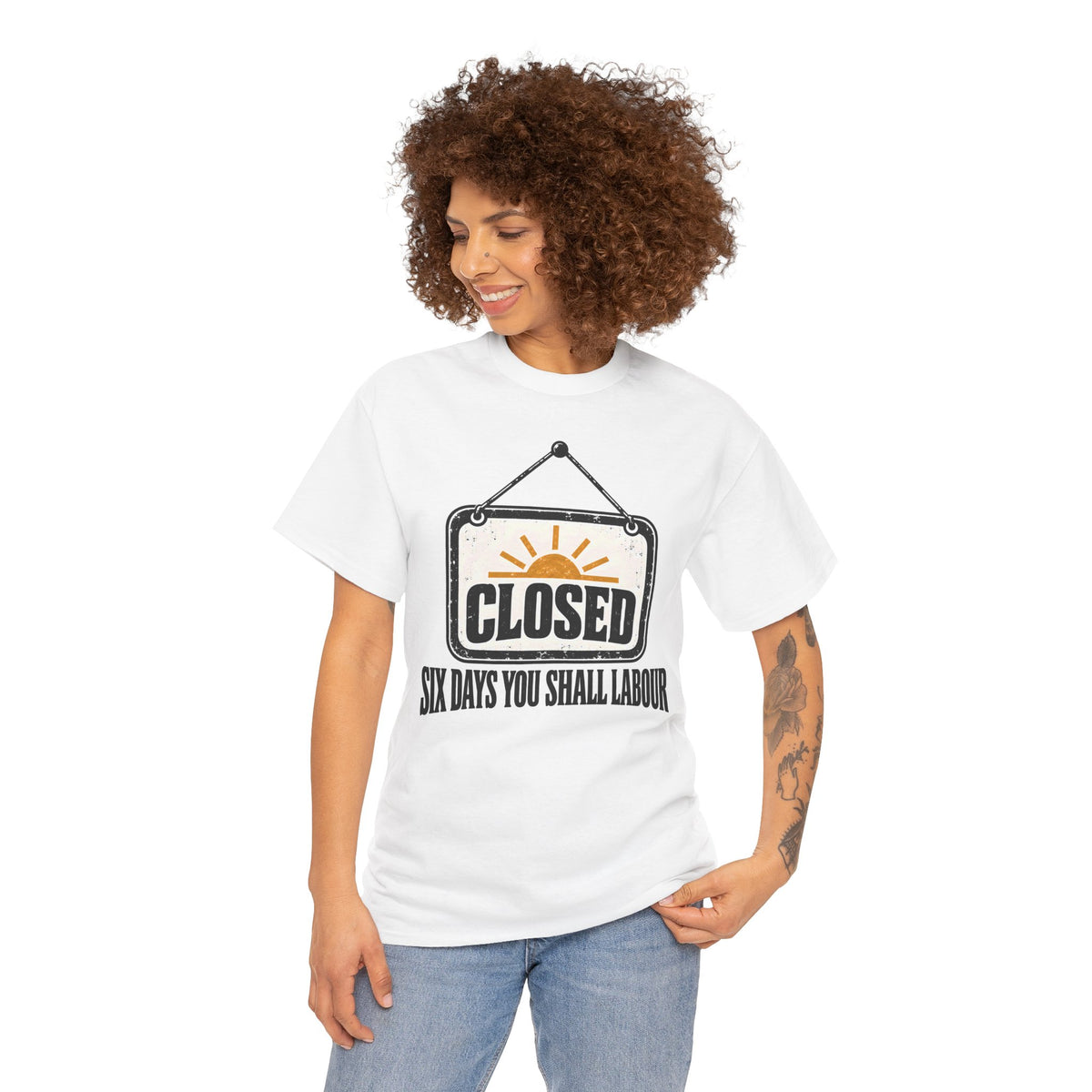 Six Days You Shall Labour T-shirt – Donkey Talk graphic tee