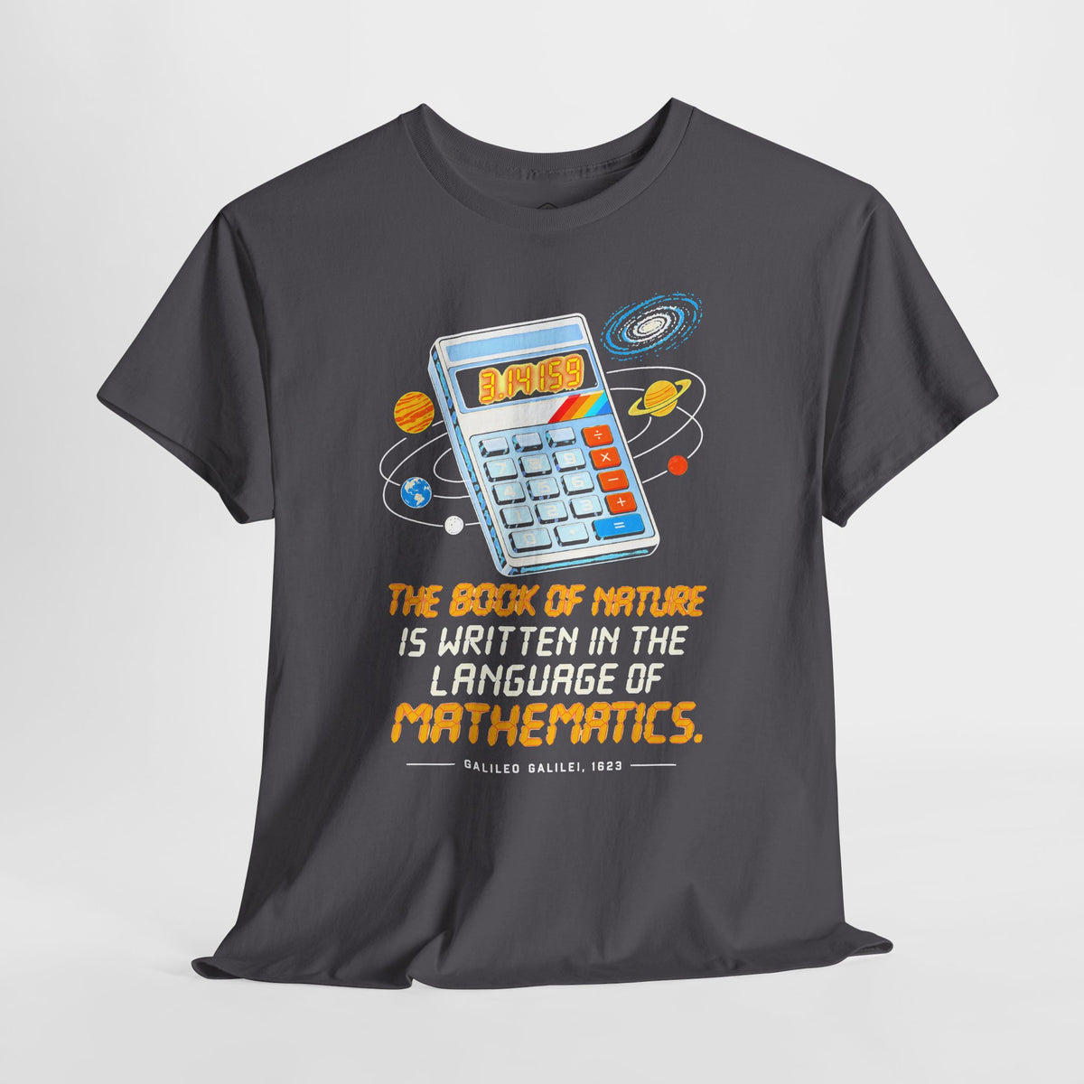 Galileo Book of Nature Calculator T-shirt – Donkey Talk graphic tee