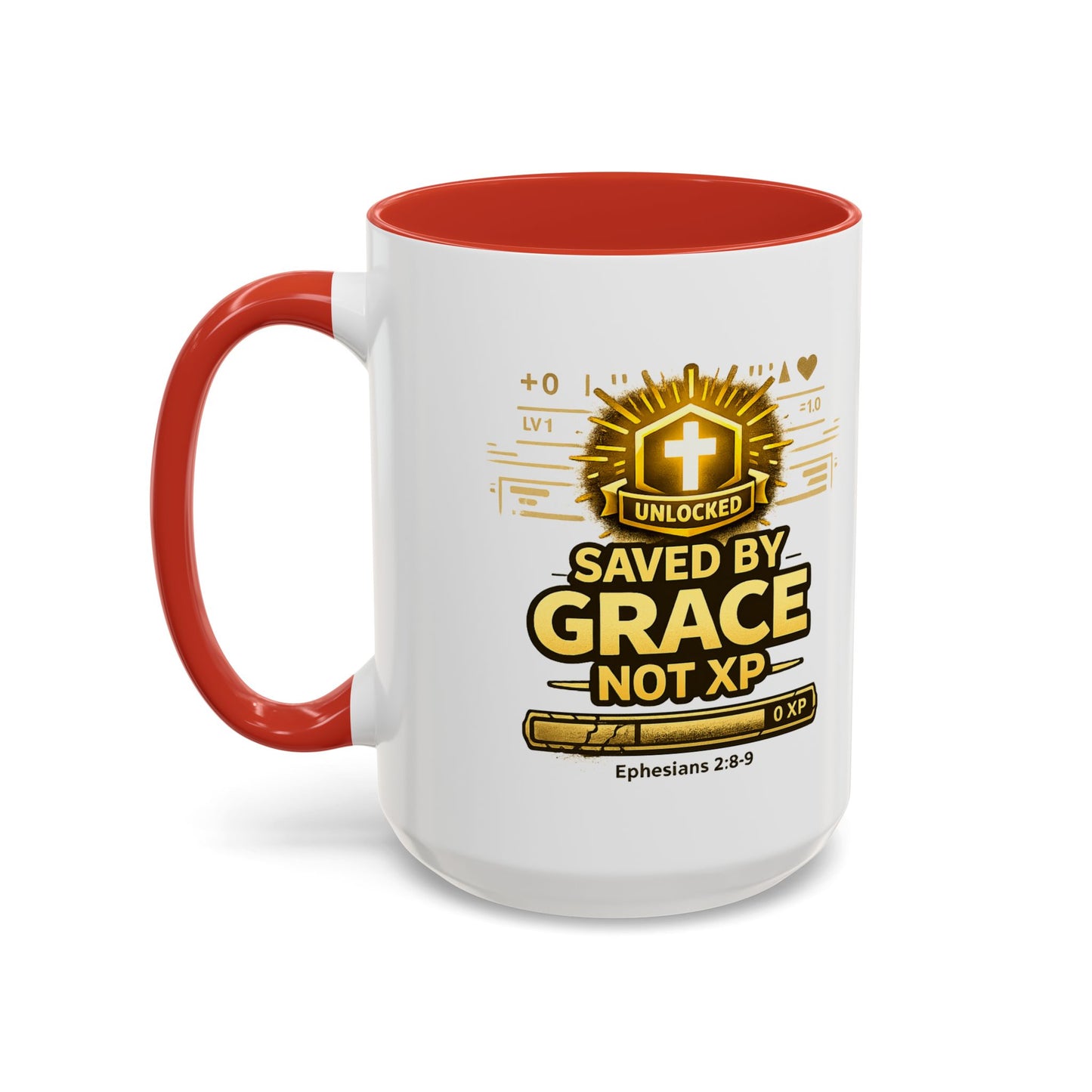 Saved by Grace Coffee Mug — Christian Gamer "Not XP" 11/15oz Accent Mug