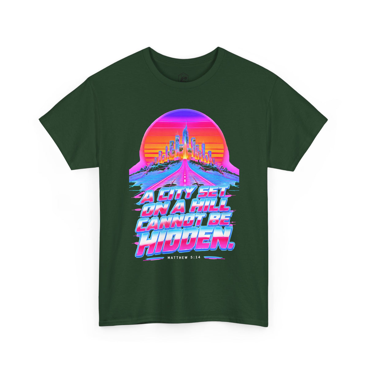 A City on a Hill Synthwave T-shirt – Donkey Talk graphic tee