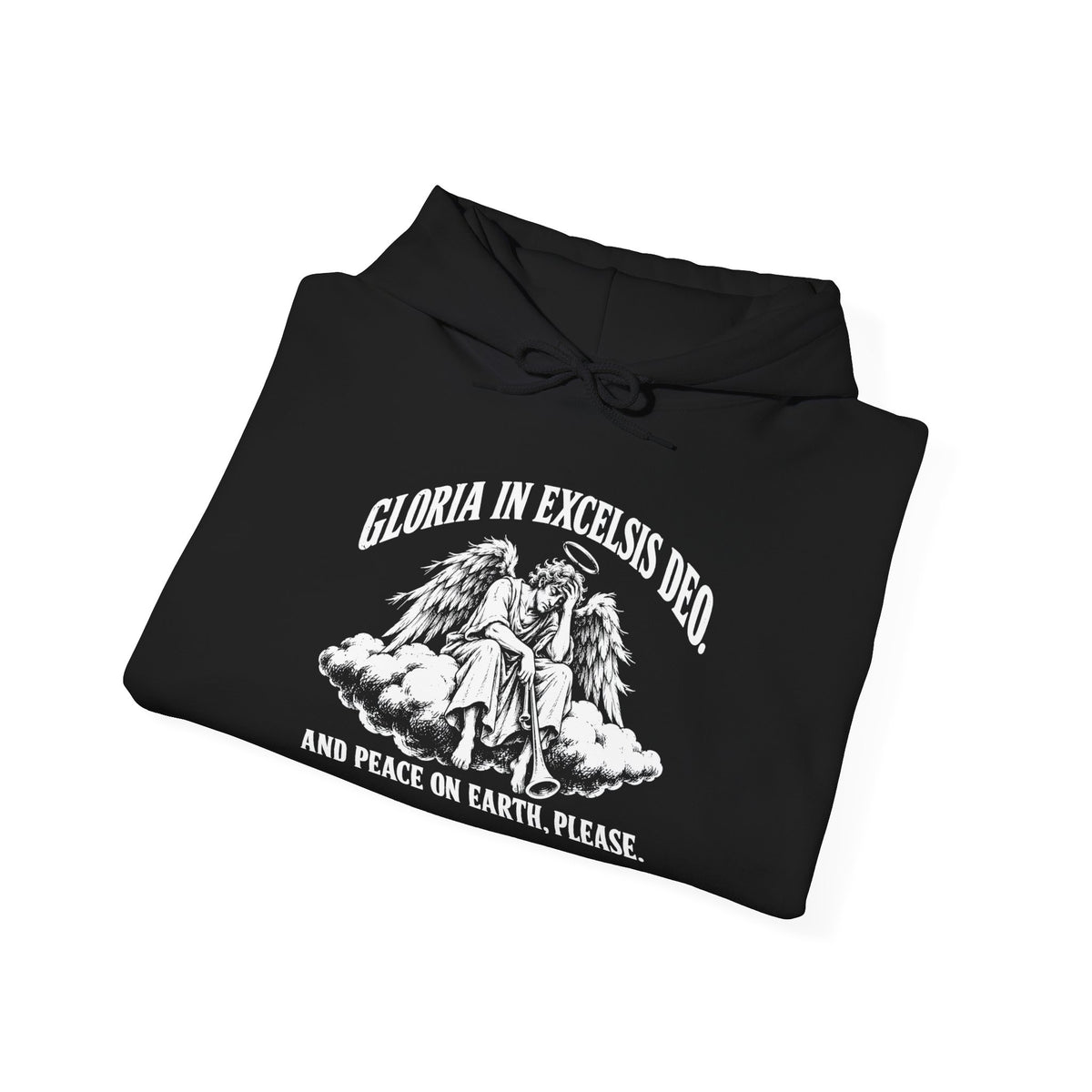 Gloria... Peace on Earth, Please Hoodie | Luke 2:14 Funny Christmas Christian Hoodie