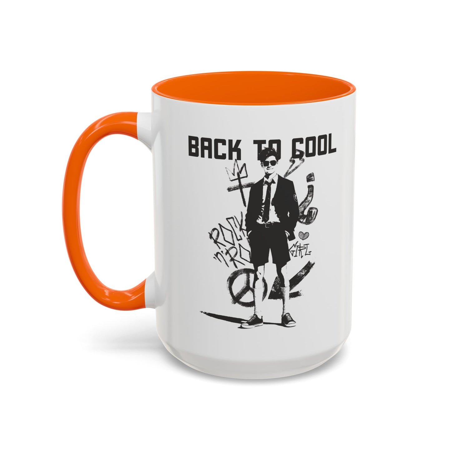 Back to Cool Shield Accent Coffee Mug — Retro Badge Coffee Cup (11/15oz)