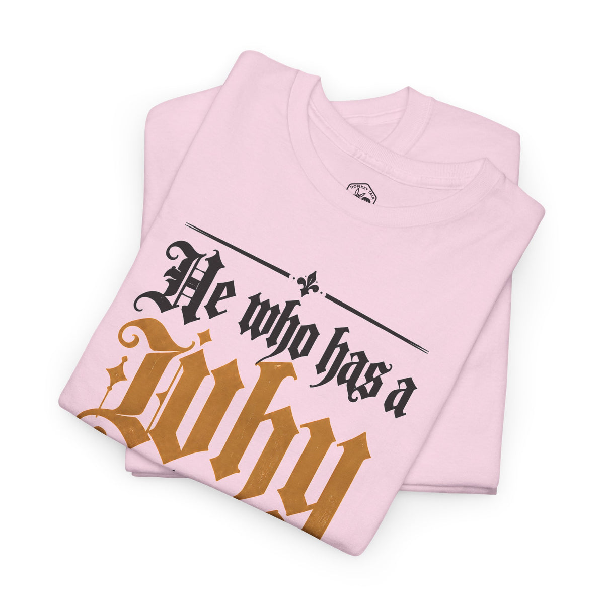 He Who Has a Why to Live For T-shirt – Donkey Talk graphic tee