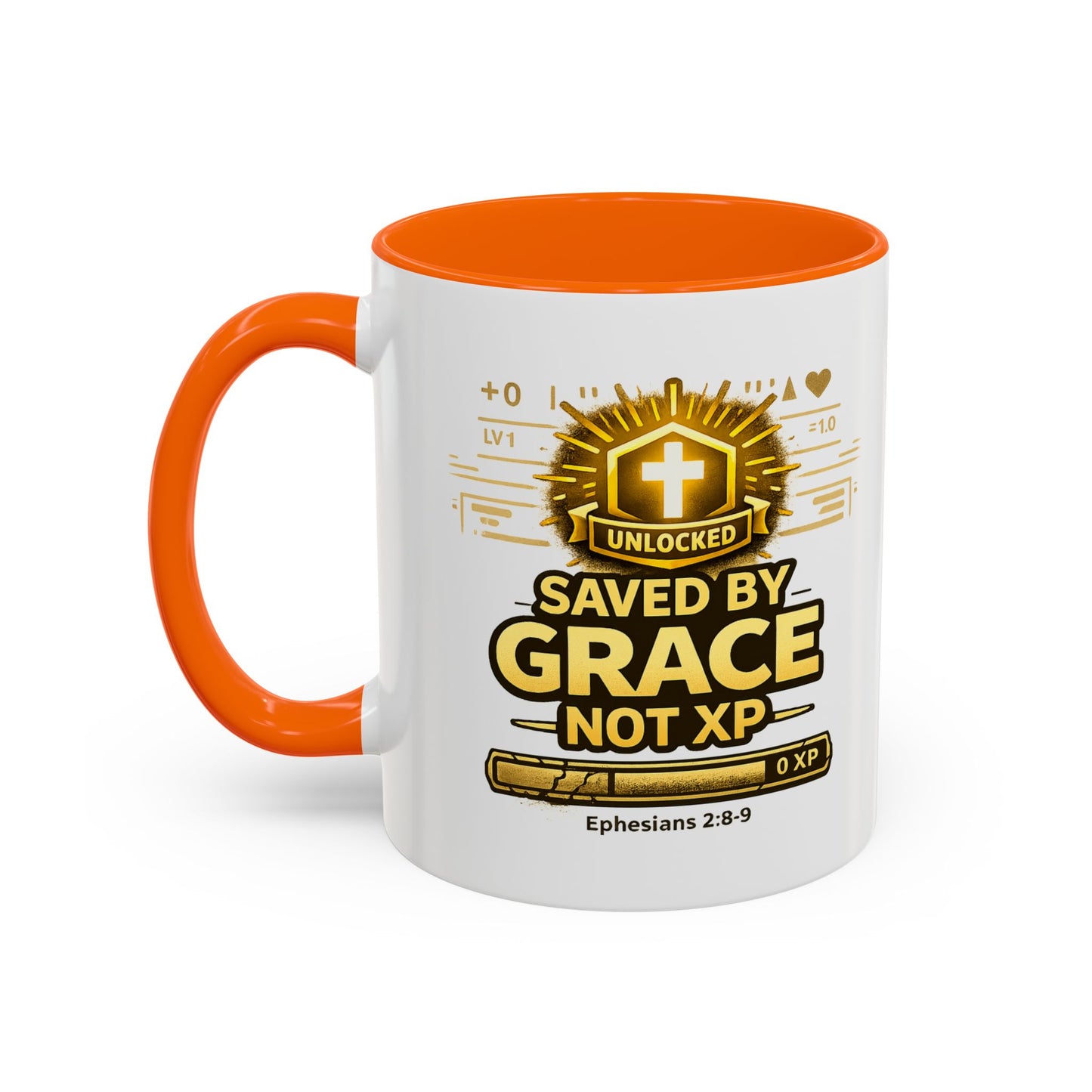 Saved by Grace Coffee Mug — Christian Gamer "Not XP" 11/15oz Accent Mug