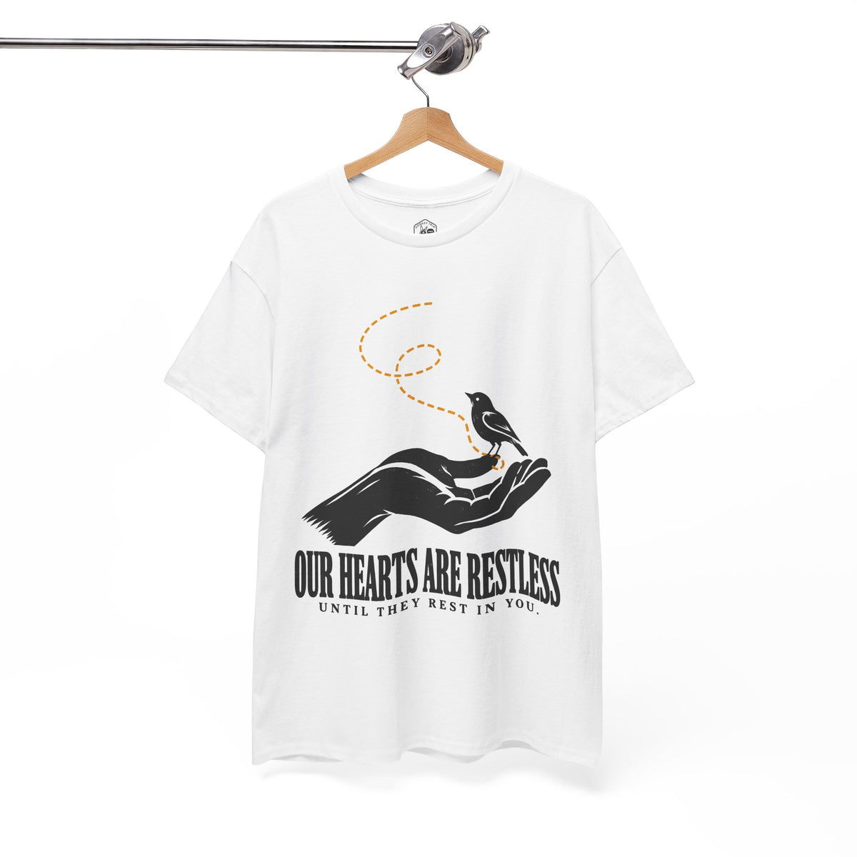 Our Hearts Are Restless Bird in Hand T-Shirt | Augustine Confessions Christian Tee