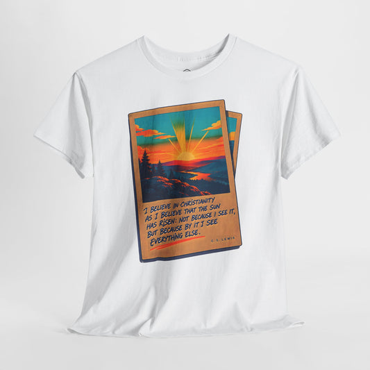 C.S. Lewis Sunrise Instant Photo T-shirt – Donkey Talk graphic tee