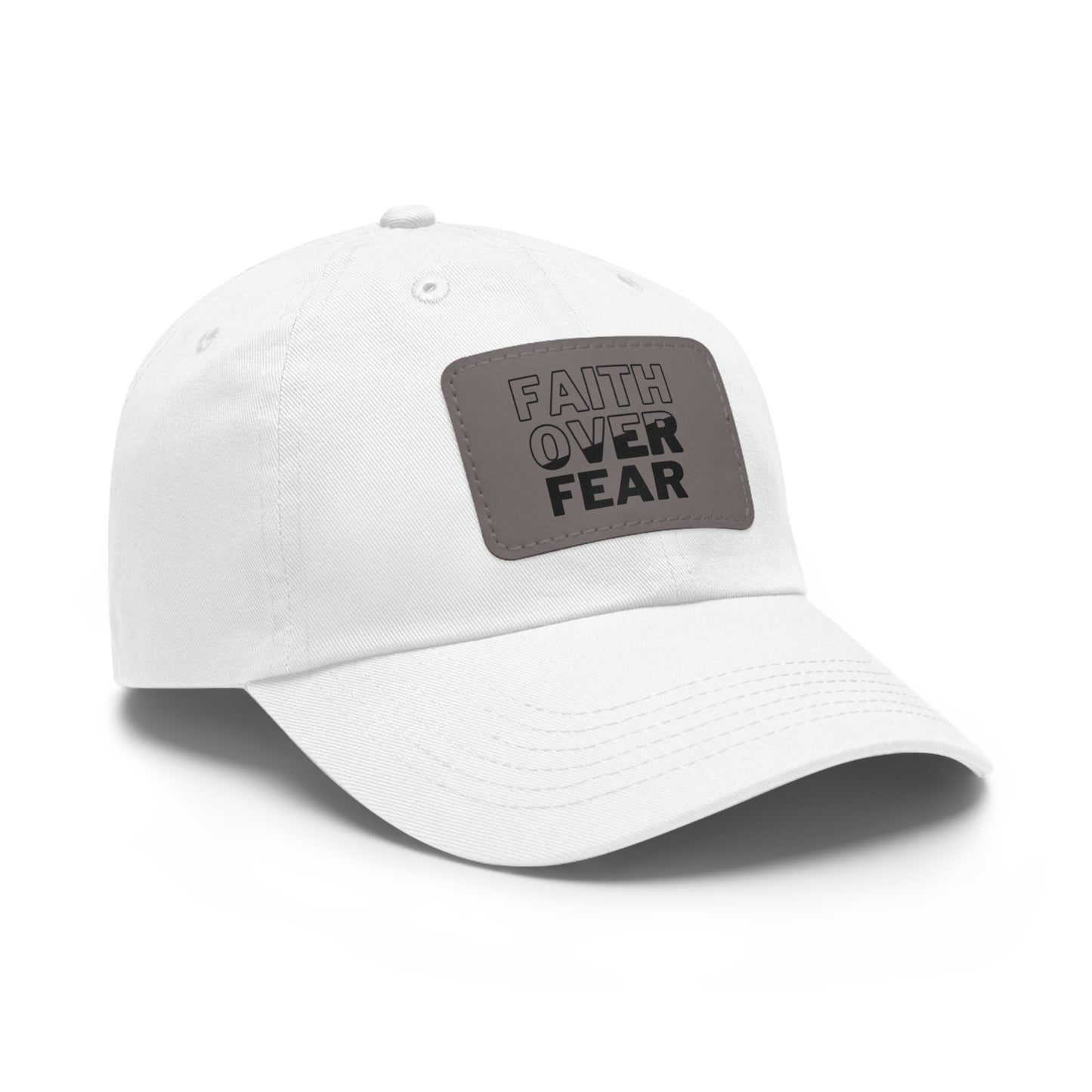 Faith Over Fear Dad Hat - Stylish Hat with Leather Patch