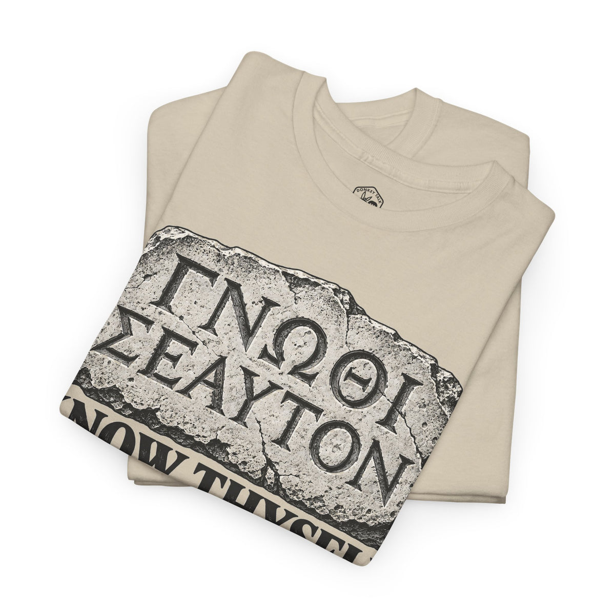 Know Thyself Delphi Stone T-shirt – Donkey Talk graphic tee