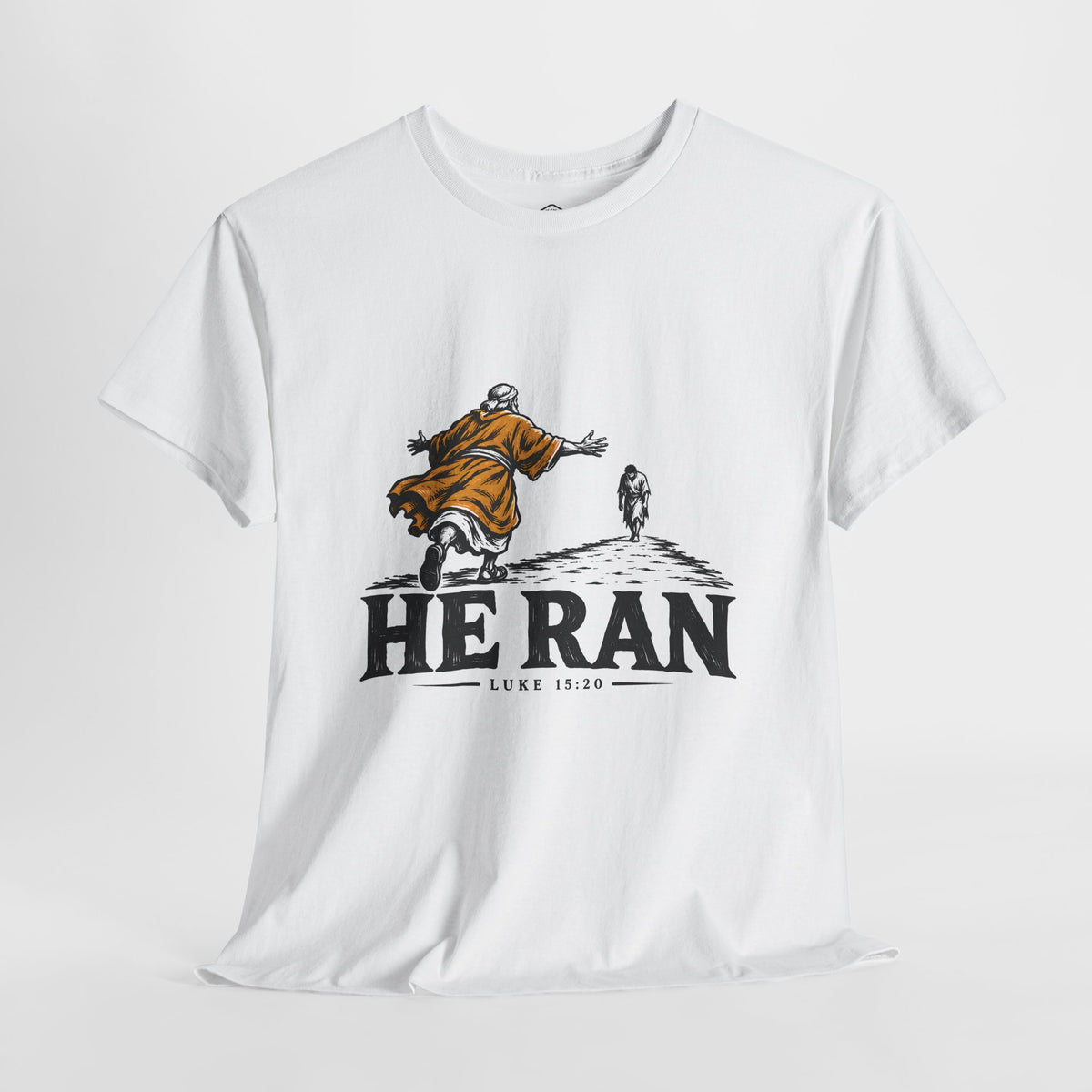 He Ran T-Shirt | Luke 15:20 Prodigal Son Christian Graphic Tee