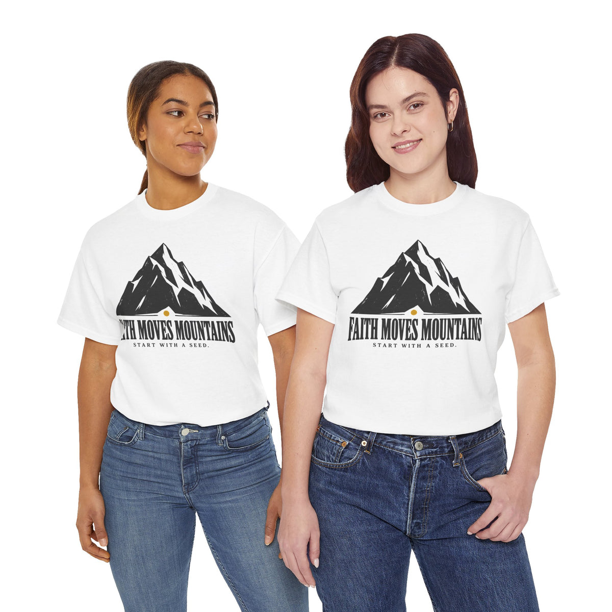 Faith Moves Mountains Start With a Seed T-shirt – Donkey Talk graphic tee