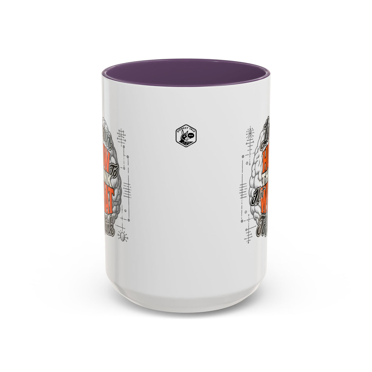 Taza de café con acento: "Aprende a pensar, no qué pensar", taza con frase inspiradora