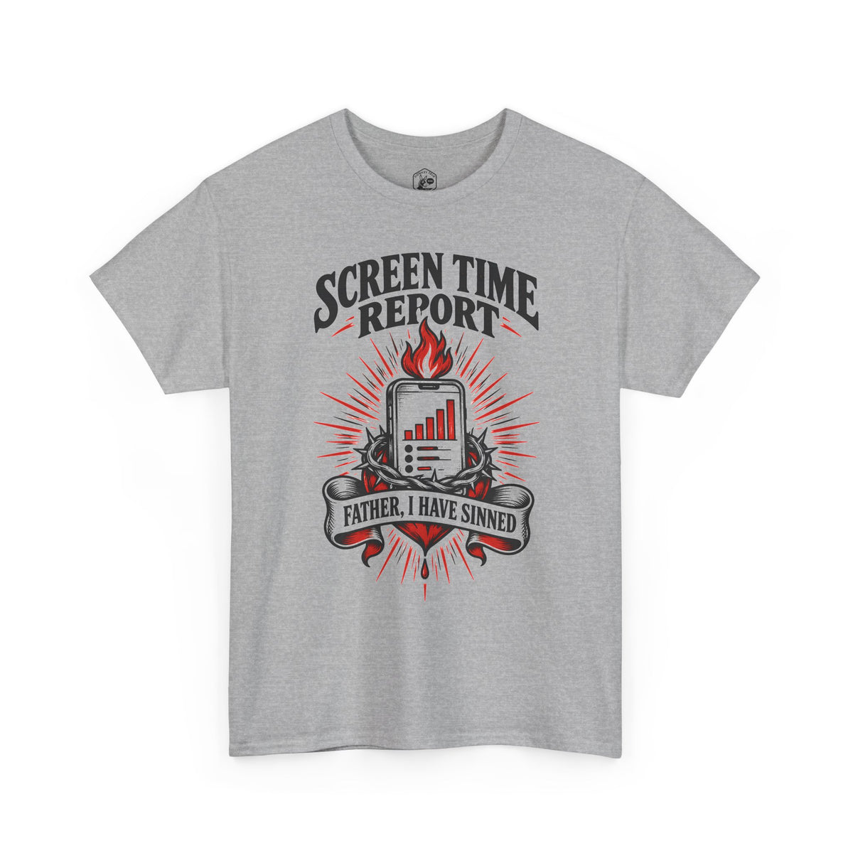 Screen Time Report: Father, I Have Sinned T-Shirt | Funny Catholic Christian Tee