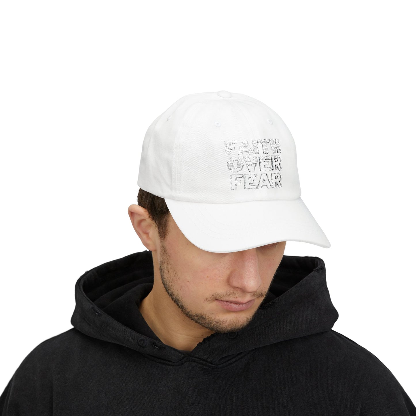 Faith Over Fear Classic Dad Cap - Inspirational White Hat for Everyday Wear