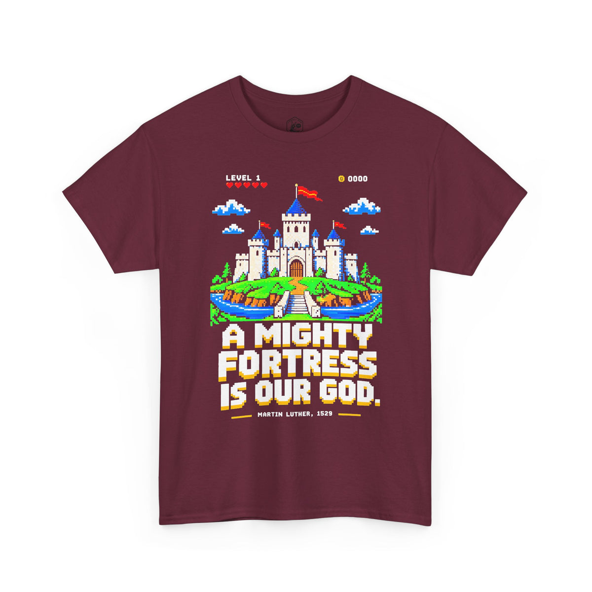 A Mighty Fortress 8-Bit Castle T-shirt – Donkey Talk graphic tee