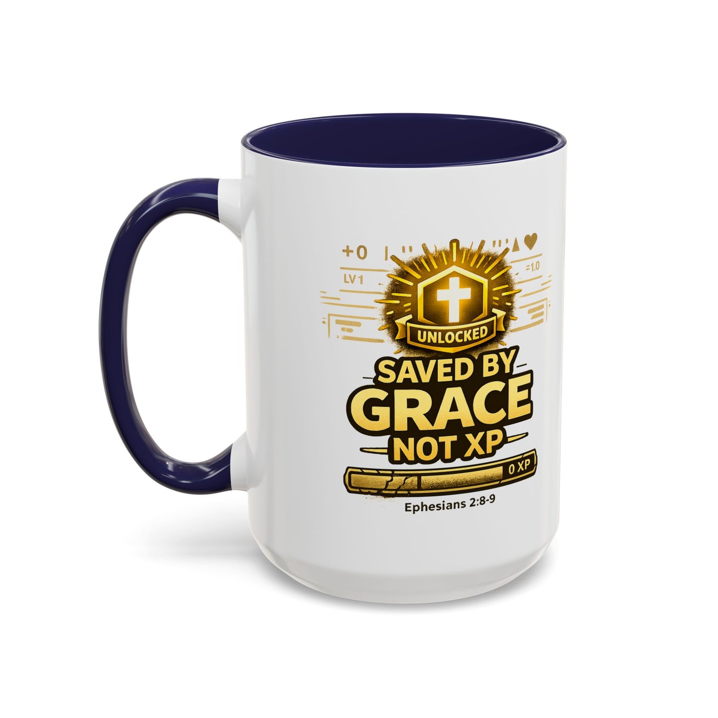 Saved by Grace Coffee Mug — Christian Gamer "Not XP" 11/15oz Accent Mug