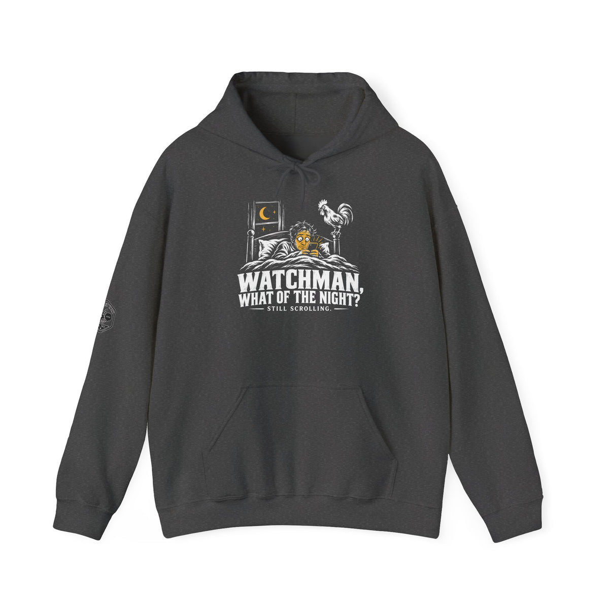 Watchman, Still Scrolling? Hoodie | Isaiah 21:11 Funny Christian Graphic Hoodie