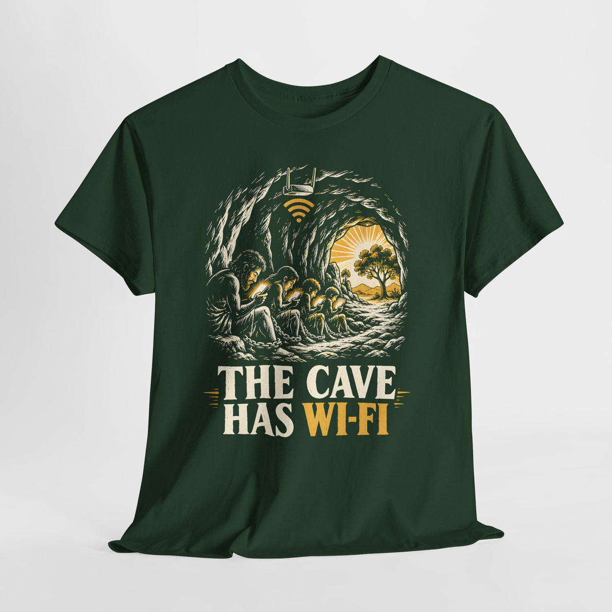 The Cave Has Wi-Fi Plato's Allegory T-shirt – Donkey Talk graphic tee