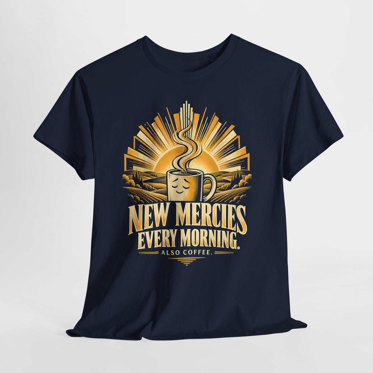 New Mercies Every Morning Also Coffee T-shirt – Donkey Talk graphic tee