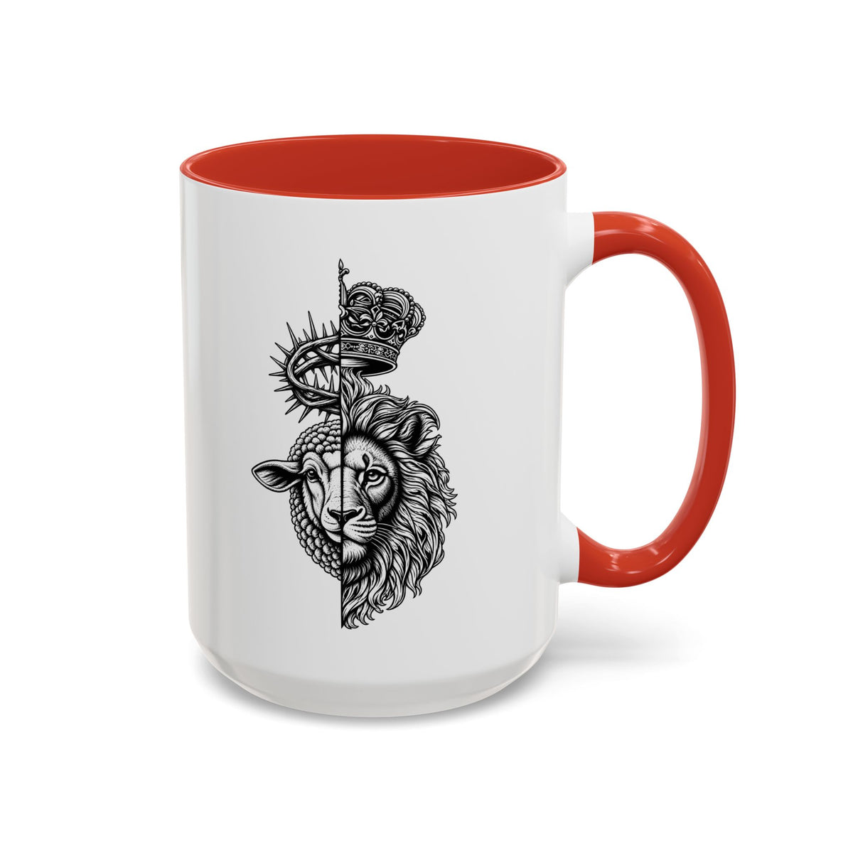 Lion & Lamb Religious Accent Coffee Mug — Crown of Thorns Christian Gift (11/15oz)