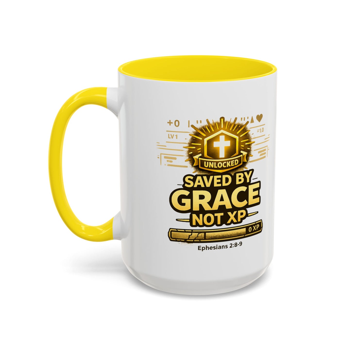 Saved by Grace Coffee Mug — Christian Gamer "Not XP" 11/15oz Accent Mug