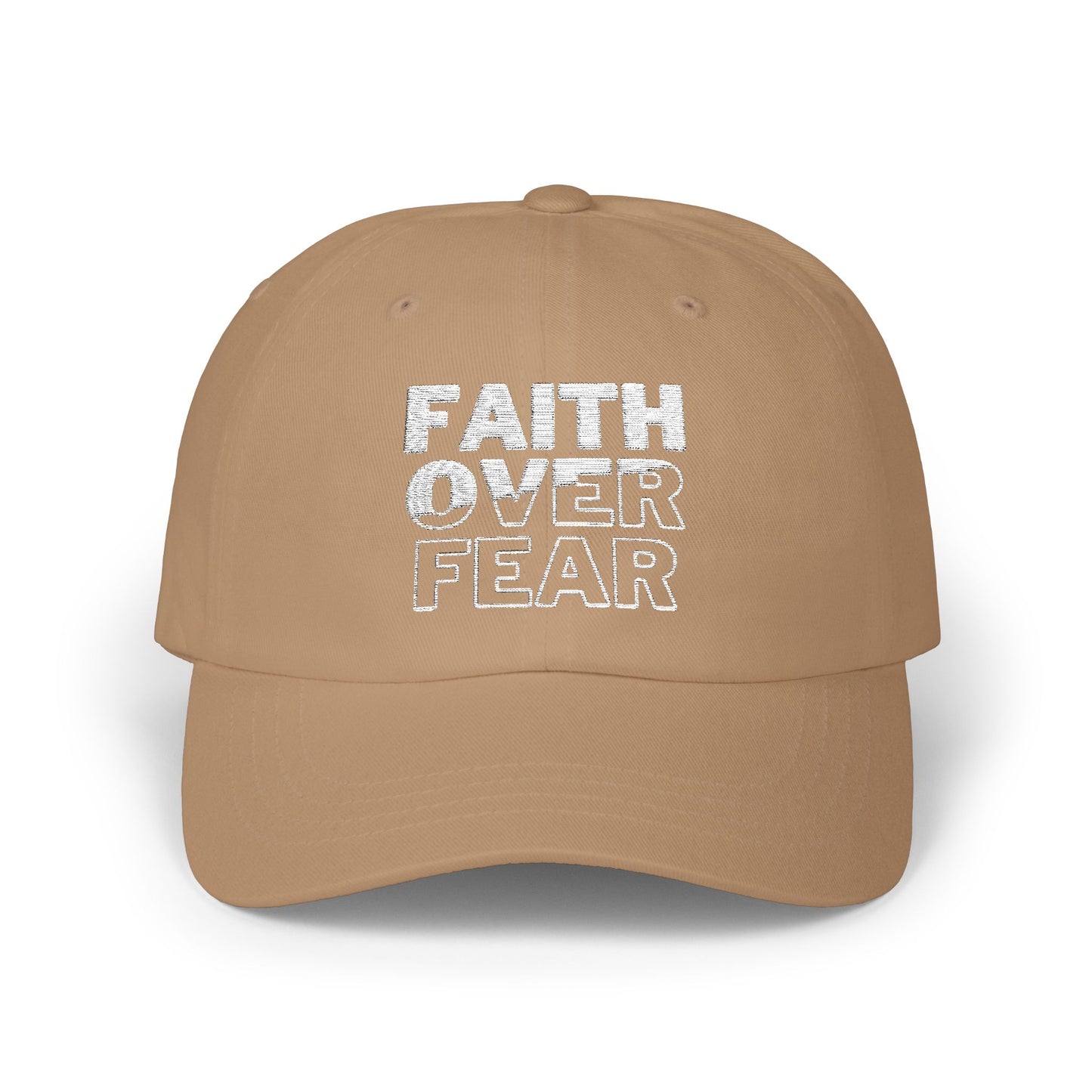 Faith Over Fear Classic Dad Cap - Inspirational White Hat for Everyday Wear