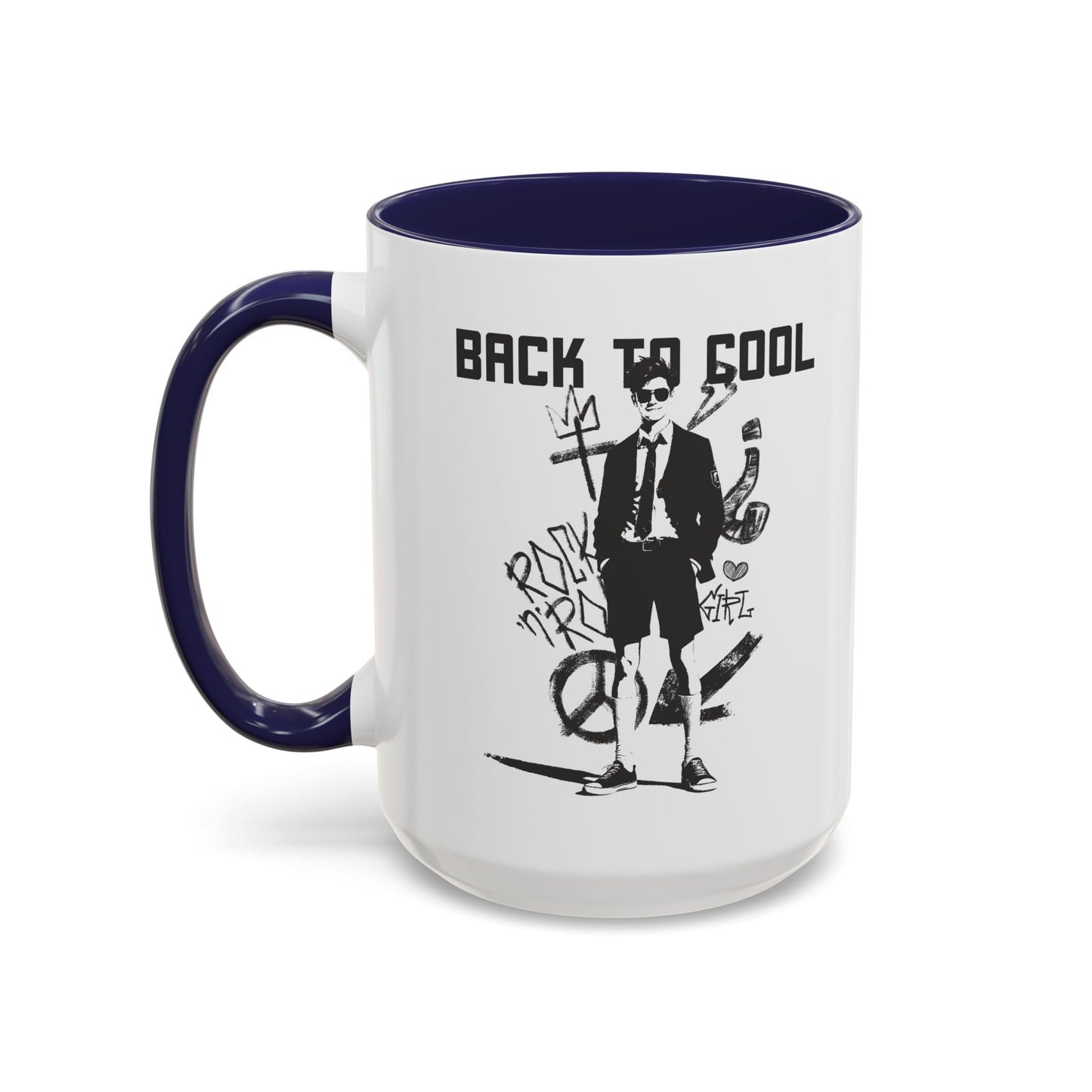 Back to Cool Shield Accent Coffee Mug — Retro Badge Coffee Cup (11/15oz)