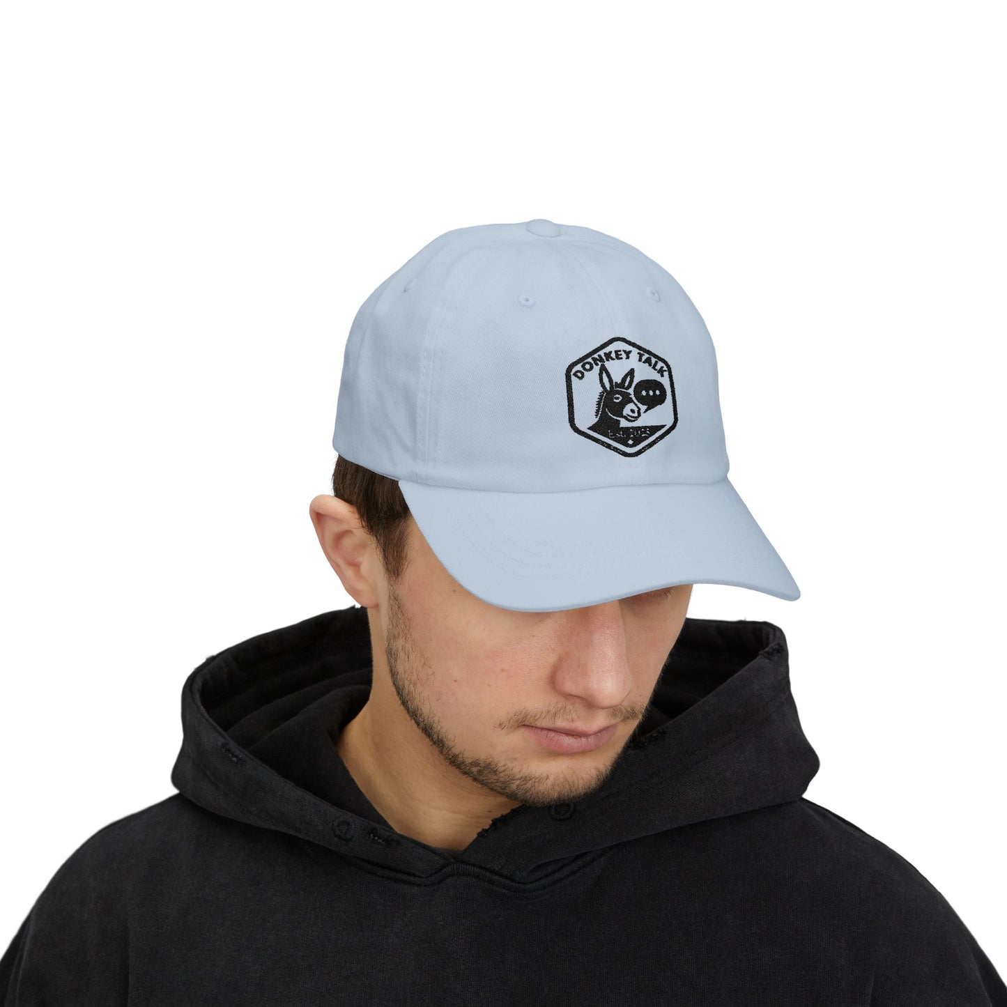 Donkey Talk Dad Cap - Great Casual White Hat with Our Awesome Logo