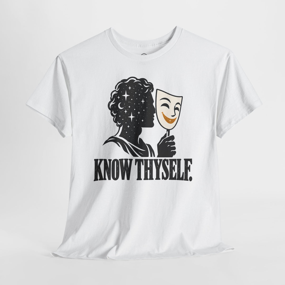 Know Thyself Starlit Mind and Mask T-shirt – Donkey Talk graphic tee