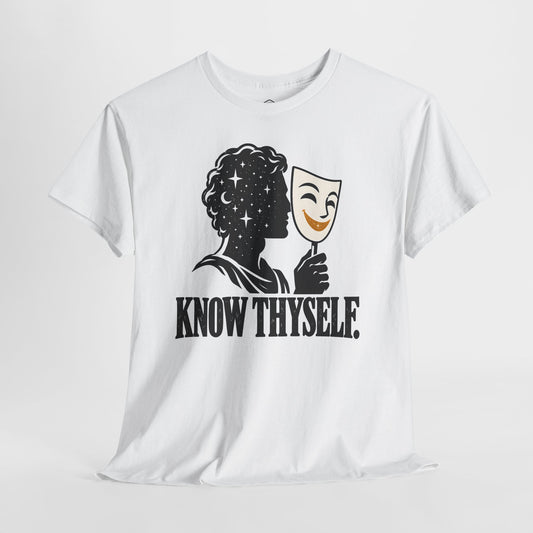 Know Thyself Starlit Mind and Mask T-shirt – Donkey Talk graphic tee