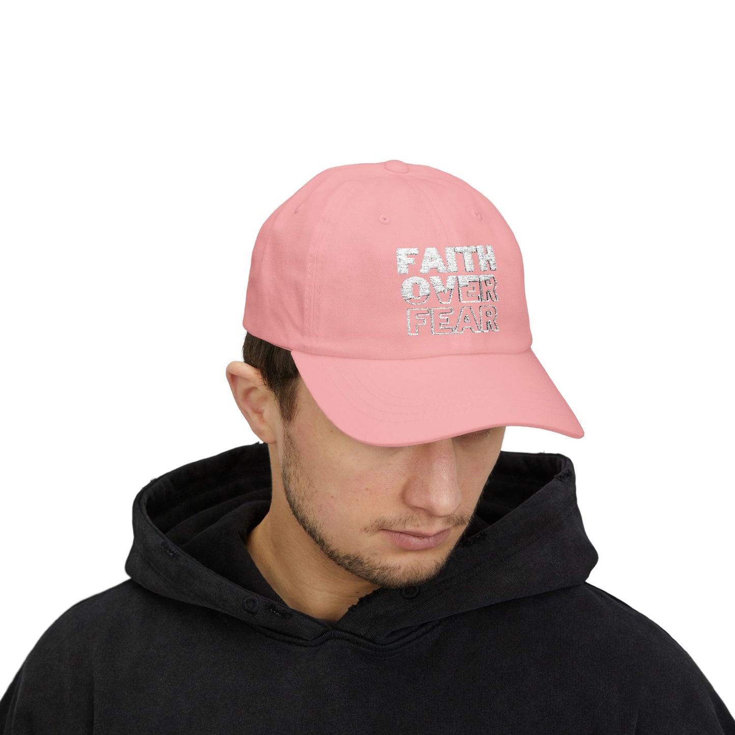 Faith Over Fear Classic Dad Cap - Inspirational White Hat for Everyday Wear