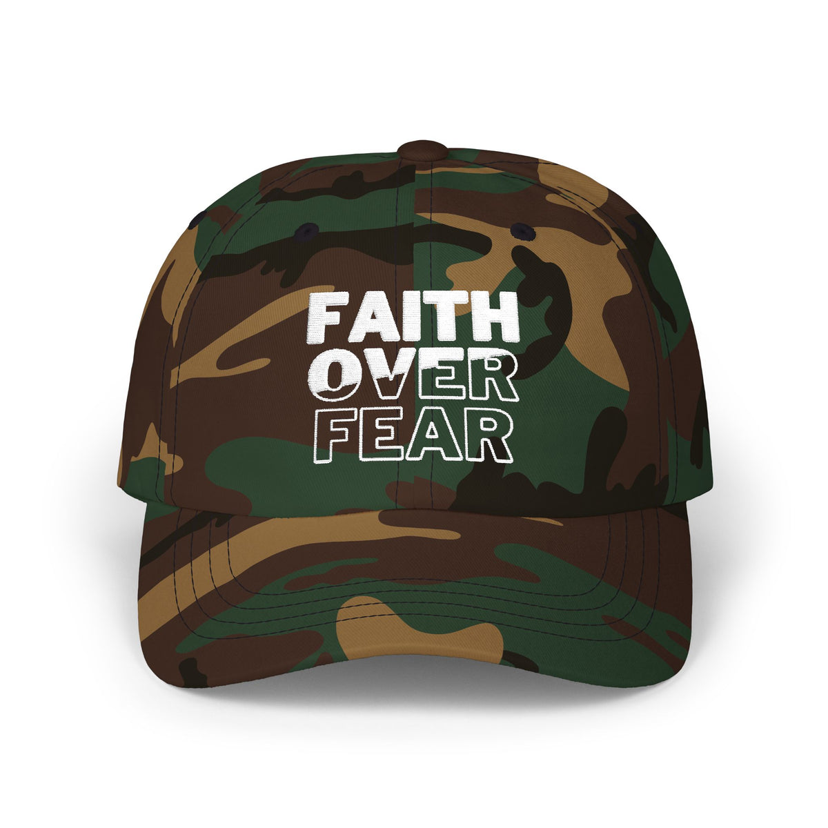 Faith Over Fear Classic Dad Cap - Inspirational White Hat for Everyday Wear