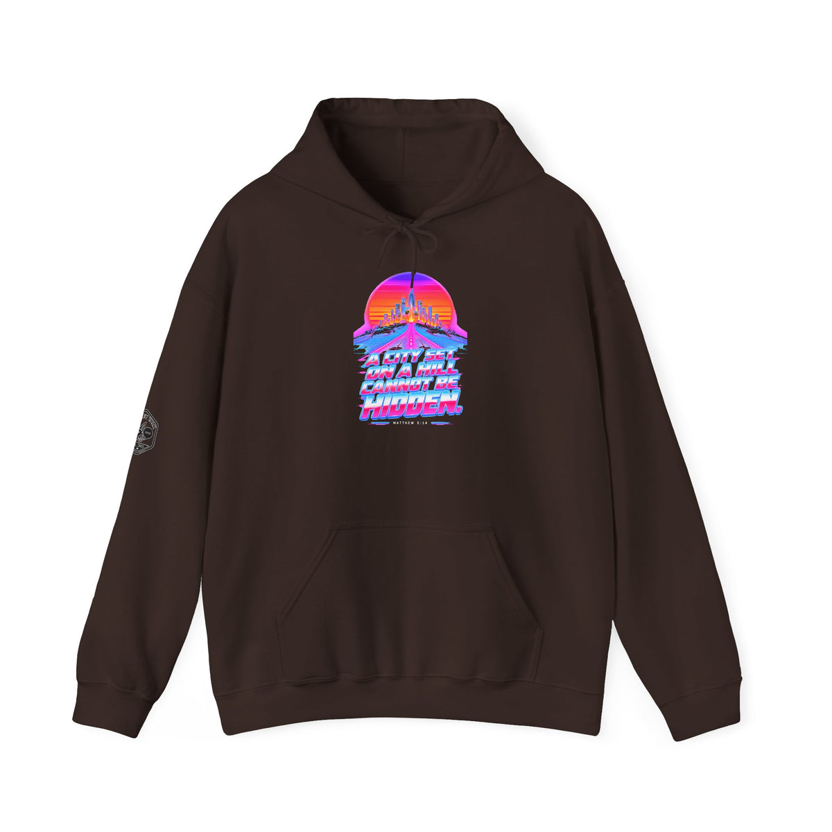 A City on a Hill Synthwave Hoodie | Matthew 5:14 Retro Hoodie