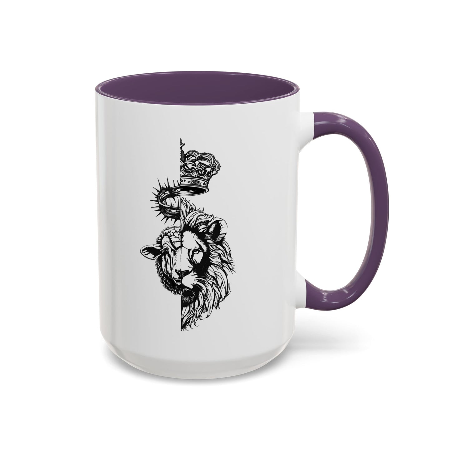Lion & Lamb Religious Accent Coffee Mug — Crown of Thorns Christian Gift (11/15oz)