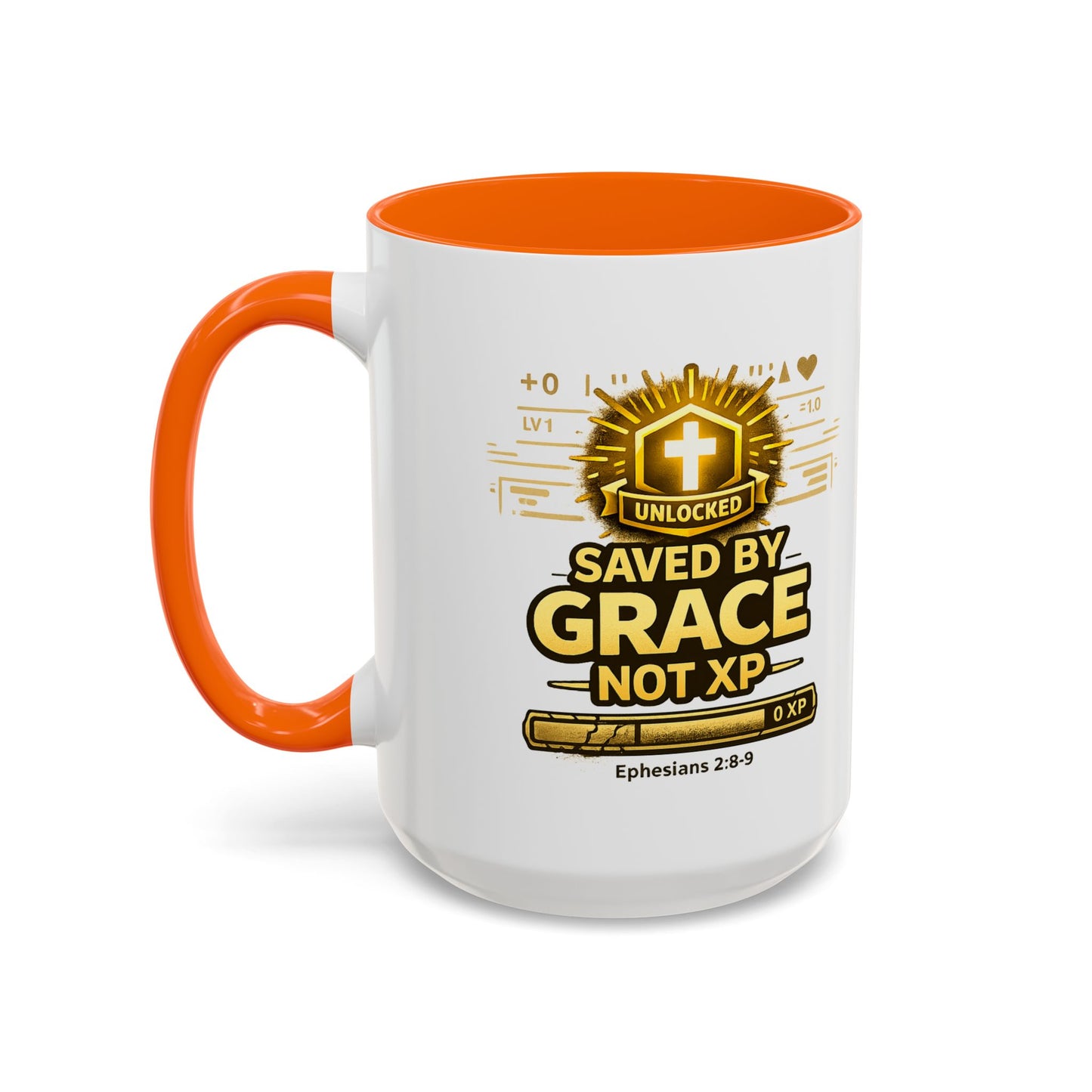 Saved by Grace Coffee Mug — Christian Gamer "Not XP" 11/15oz Accent Mug