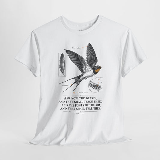 Ask the Beasts Swallow Engraving - Donkey Talk faith and reason unisex T-shirt