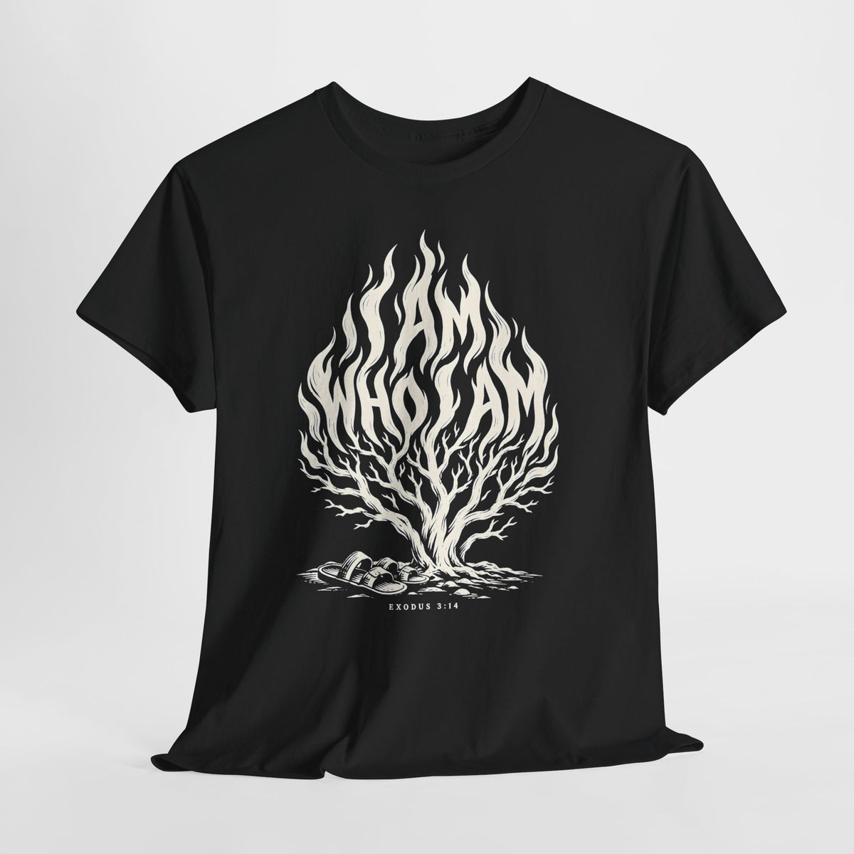 I Am Who I Am Flame Lettering T-shirt – Donkey Talk graphic tee