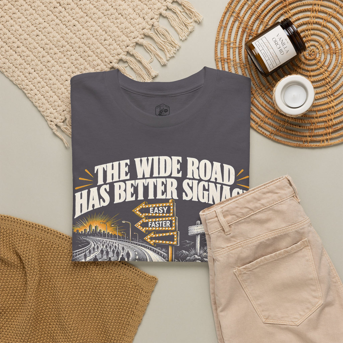 The Wide Road Has Better Signage T-shirt – Donkey Talk graphic tee