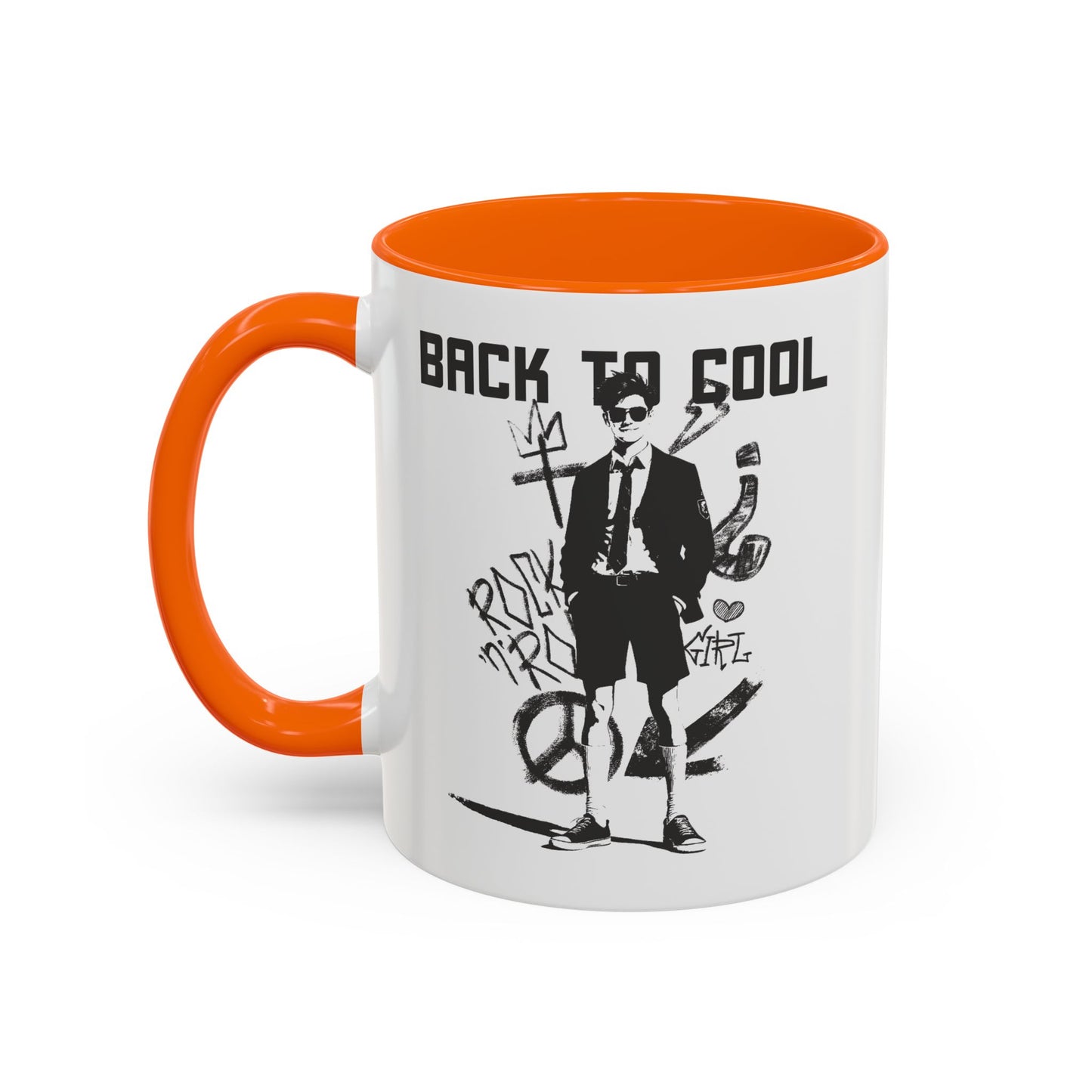 Back to Cool Shield Accent Coffee Mug — Retro Badge Coffee Cup (11/15oz)