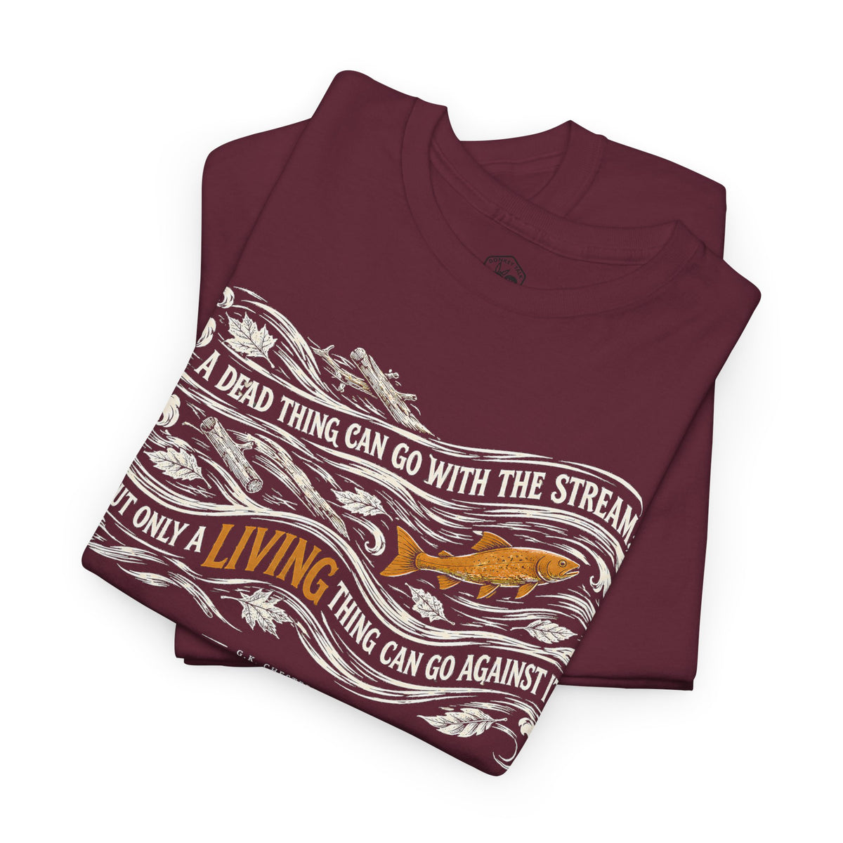 Chesterton Fish Go With the Stream T-shirt – Donkey Talk graphic tee
