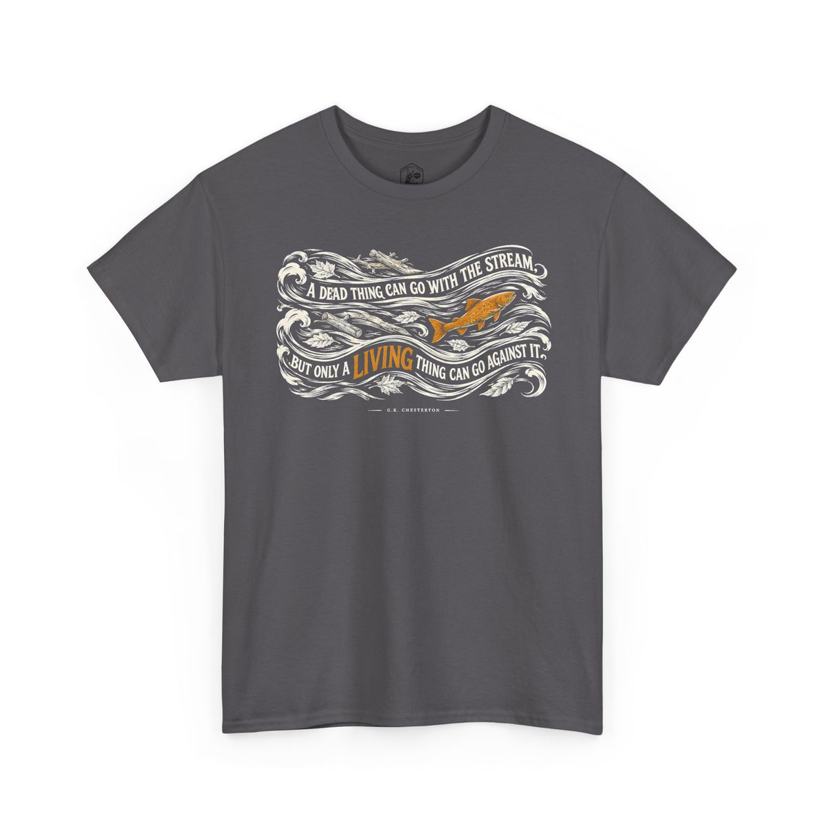 Chesterton Fish Go With the Stream T-shirt – Donkey Talk graphic tee