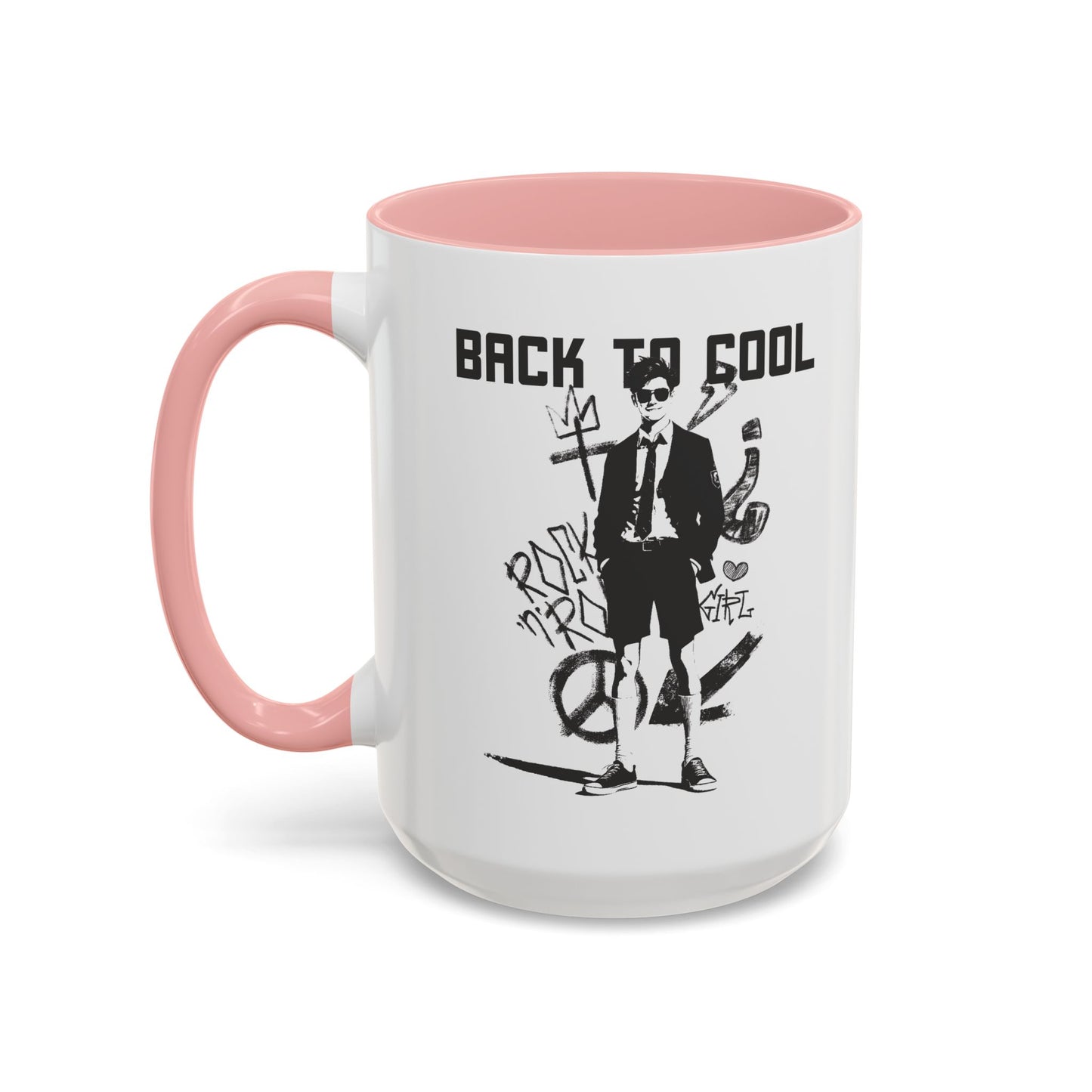 Back to Cool Shield Accent Coffee Mug — Retro Badge Coffee Cup (11/15oz)