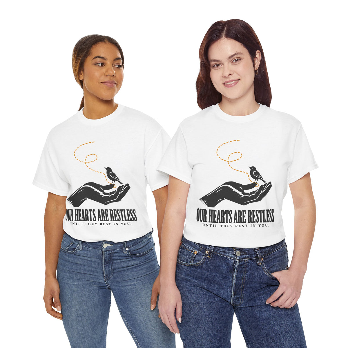 Our Hearts Are Restless Bird in Hand T-Shirt | Augustine Confessions Christian Tee