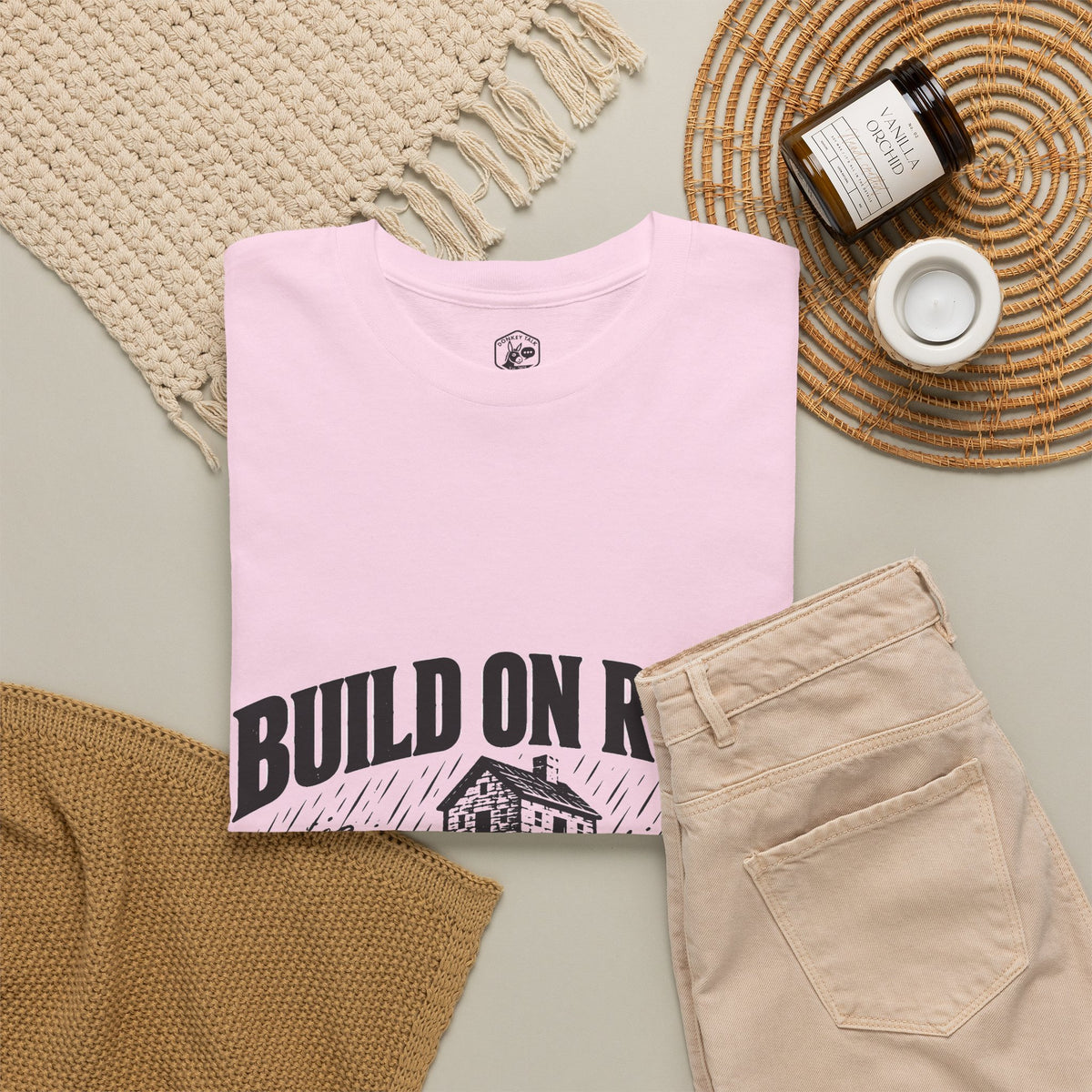 Build on Rock T-Shirt | Matthew 7:24-25 Christian Graphic Tee