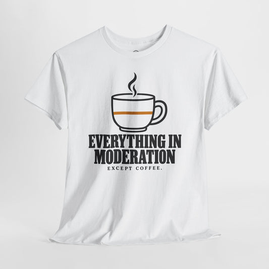 Everything in Moderation Except Coffee T-shirt – Donkey Talk graphic tee