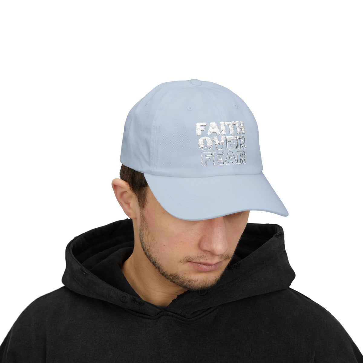 Faith Over Fear Classic Dad Cap - Inspirational White Hat for Everyday Wear