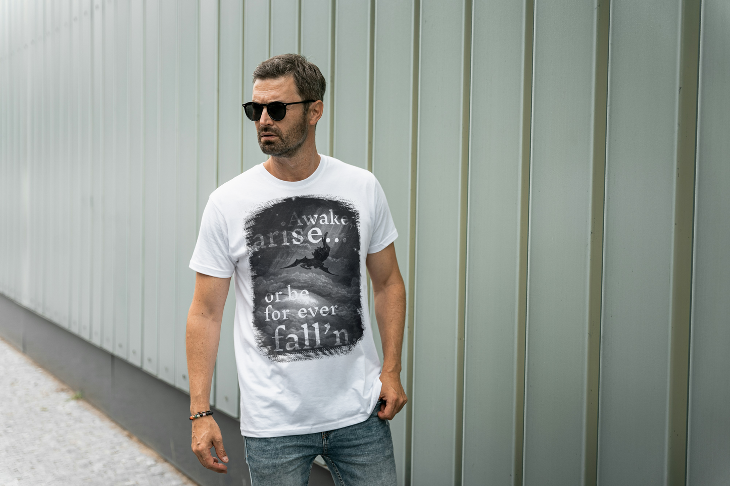 Inspirational Unisex Heavy Cotton Tee - 'Awake, arise... or be for ever fallen' - Motivational Shirt for Dreamers, Perfect for Everyday Wear