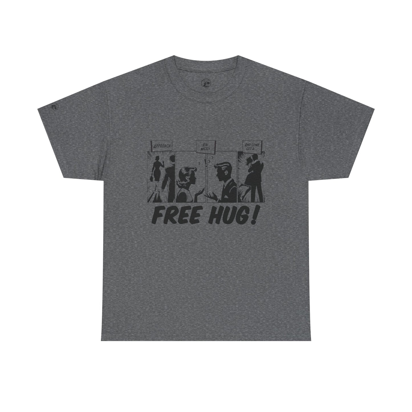 Free Hug Day Comics Unisex Heavy Cotton Tee - Fun Comic Design for Casual Wear