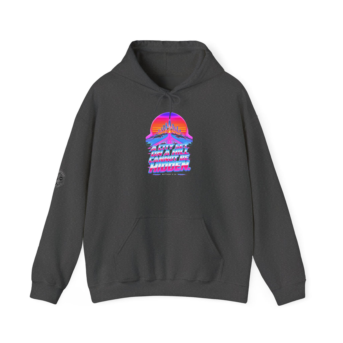 A City on a Hill Synthwave Hoodie | Matthew 5:14 Retro Hoodie